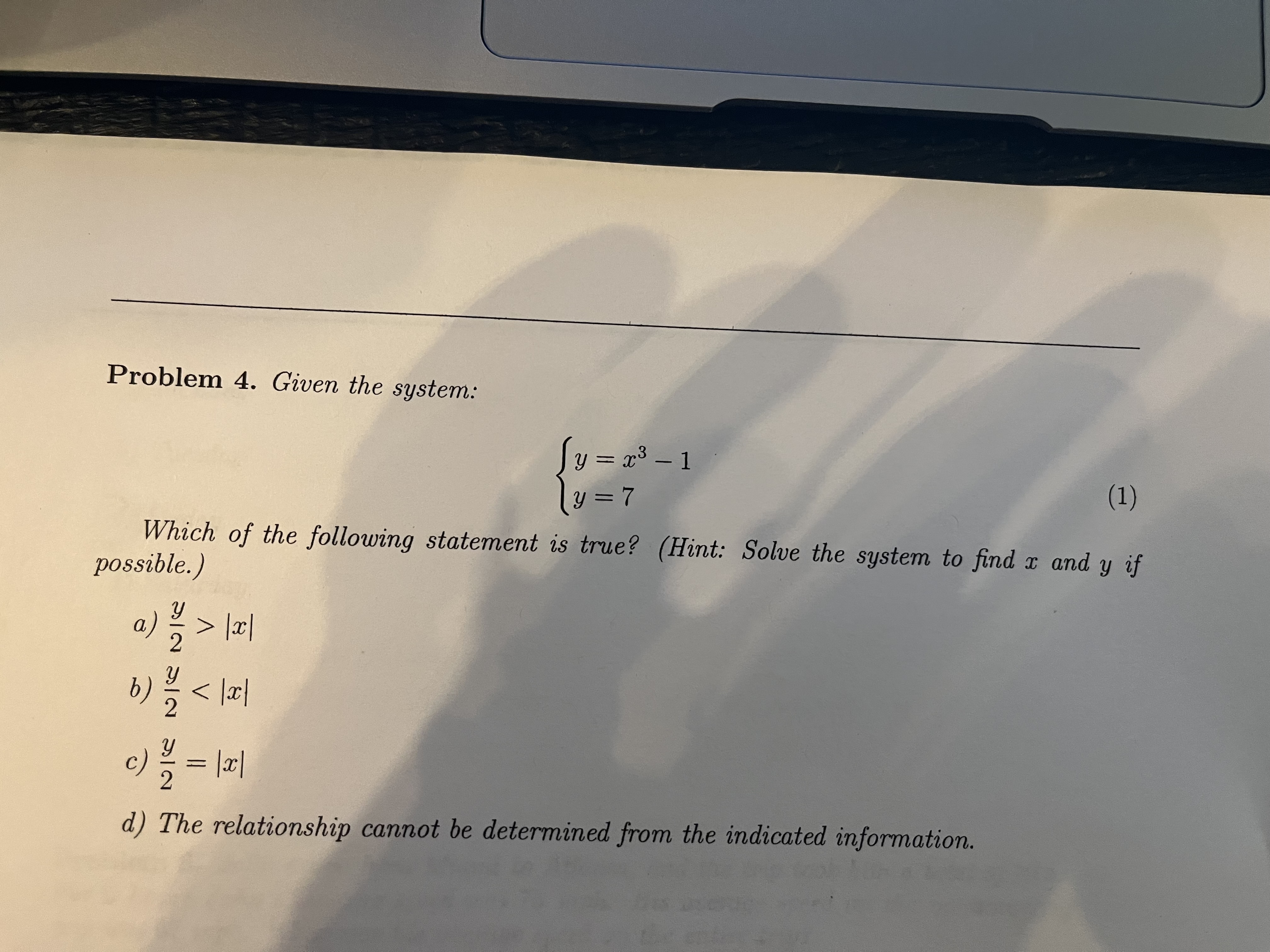 Problem 4. Given the system: Jy=x3 - 1 14 = 7