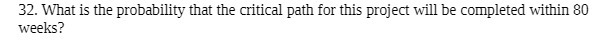  weeks? 32. What is the probability that the critical path for