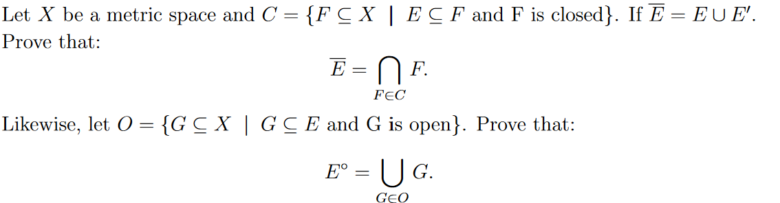 math Let X be a metric space and C = {F C