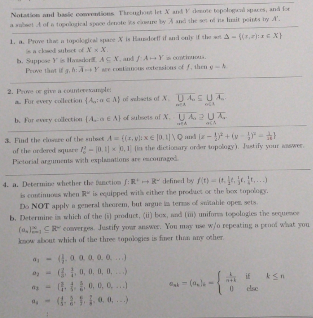 please answer #4 asap Notation and basic conventions. Throughout let X and