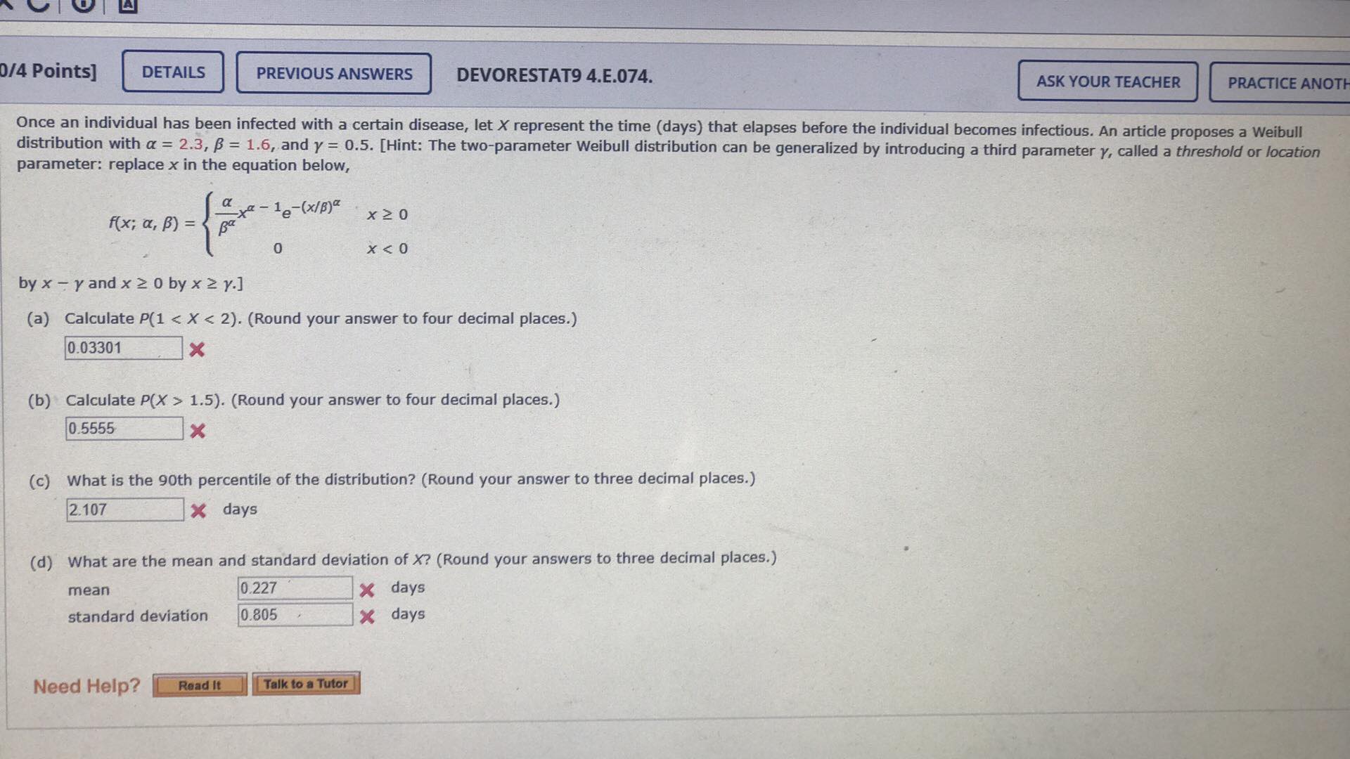  LAJ 0/4 Points] DETAILS PREVIOUS ANSWERS DEVORESTAT9 4.E.074. ASK YOUR TEACHER