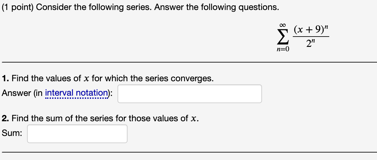 Another question from homework I do not understand (1 point) Consider the