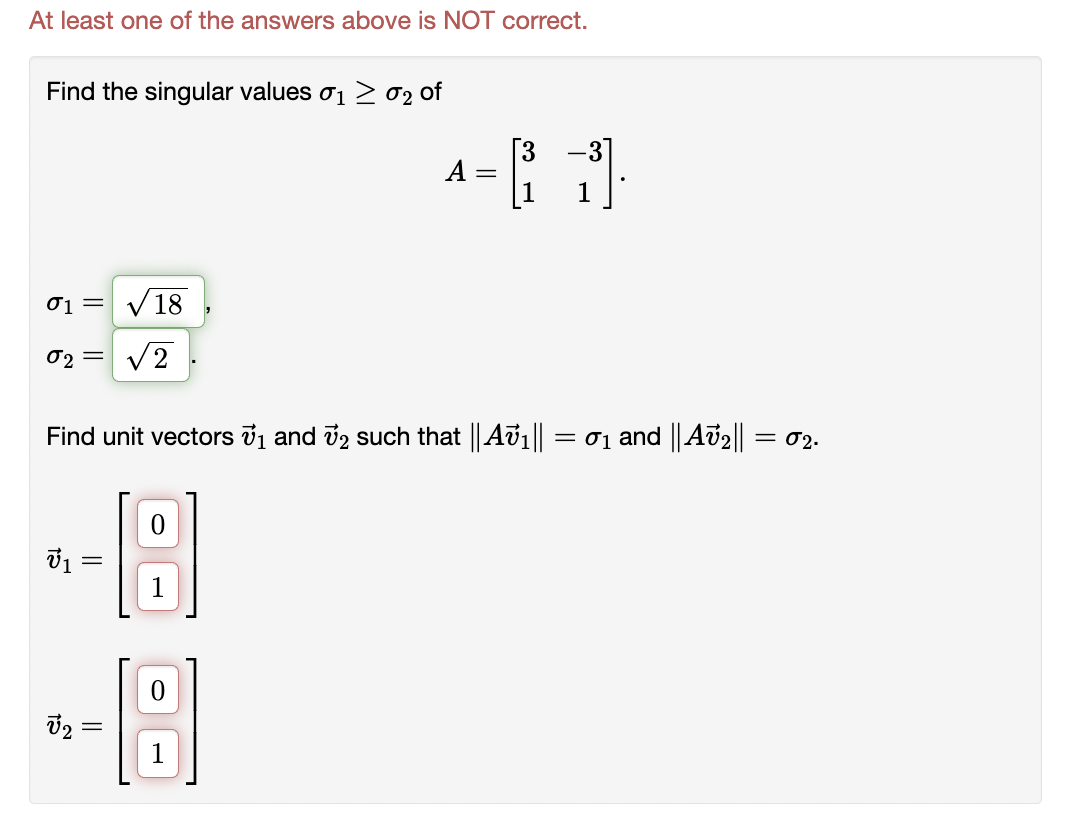 value decomposition of A is as follows: 0.5 0.5 0.5 0.5 20