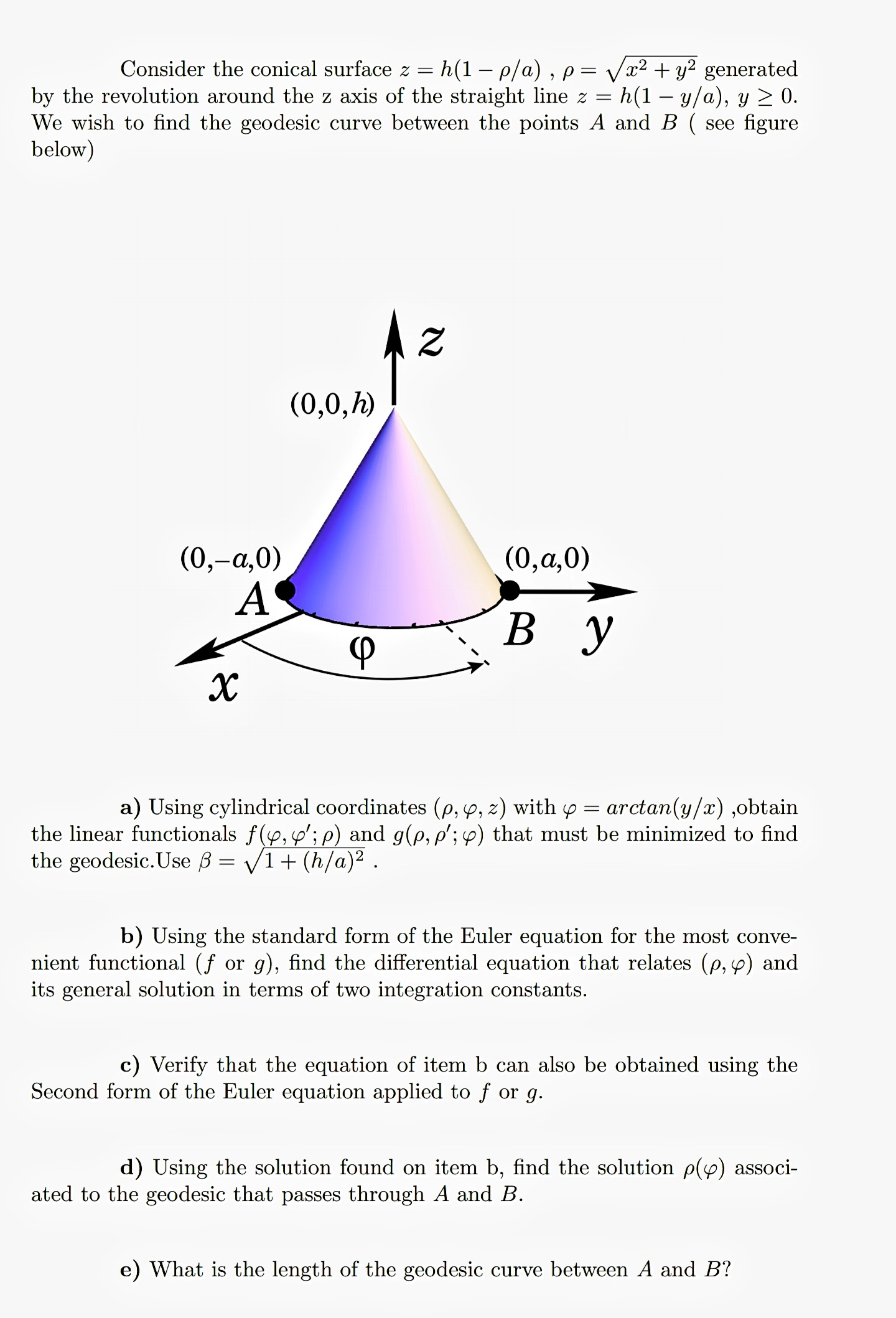 I need help with this Consider the conical surface 2 = h(1