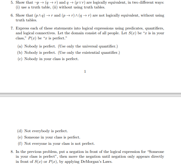 Need typed solution only 5. Show that -p - (q - ")