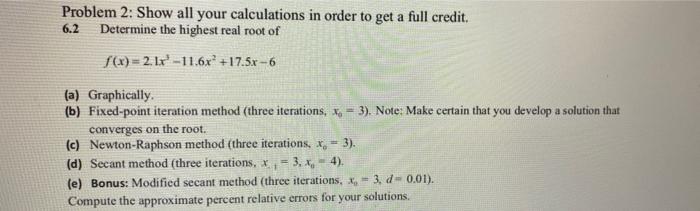 computational method courseplease answer the bonus (E) only as simple as possible