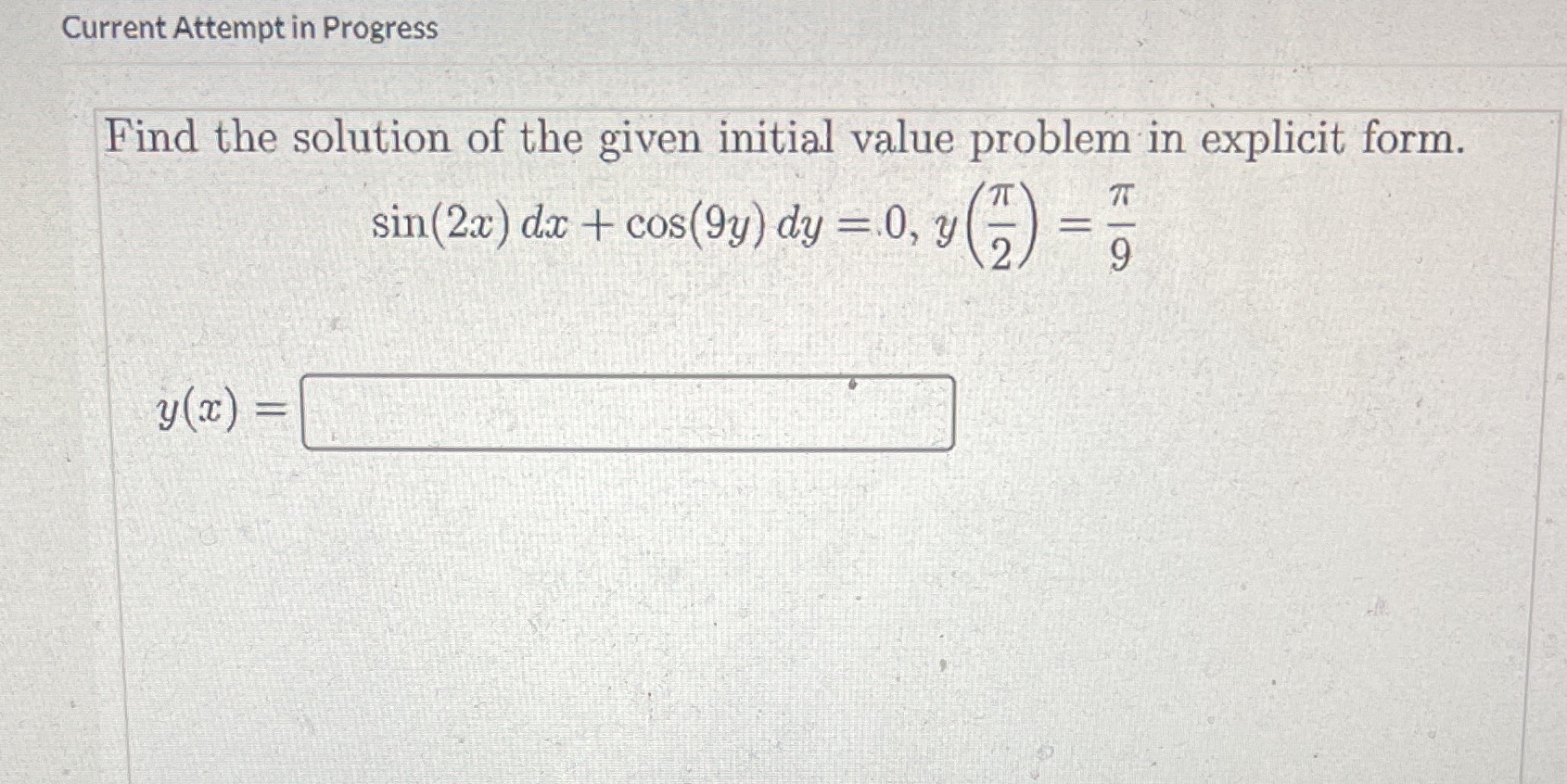 Please be clear Current Attempt in Progress Find the solution of the
