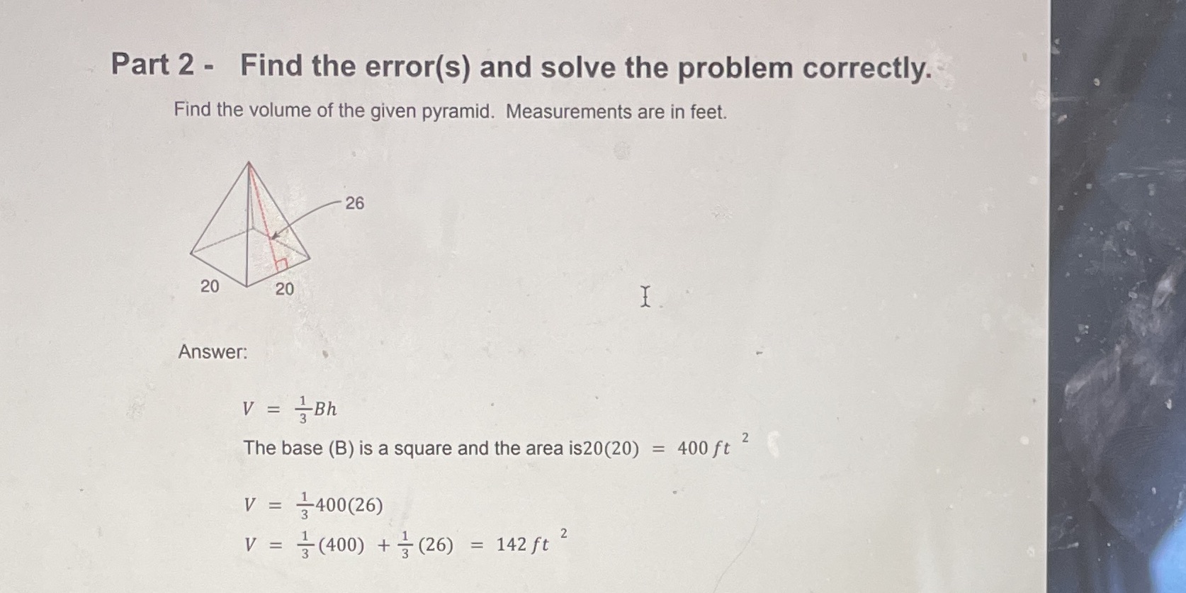  Part 2 - Find the error(s) and solve the problem correctly.