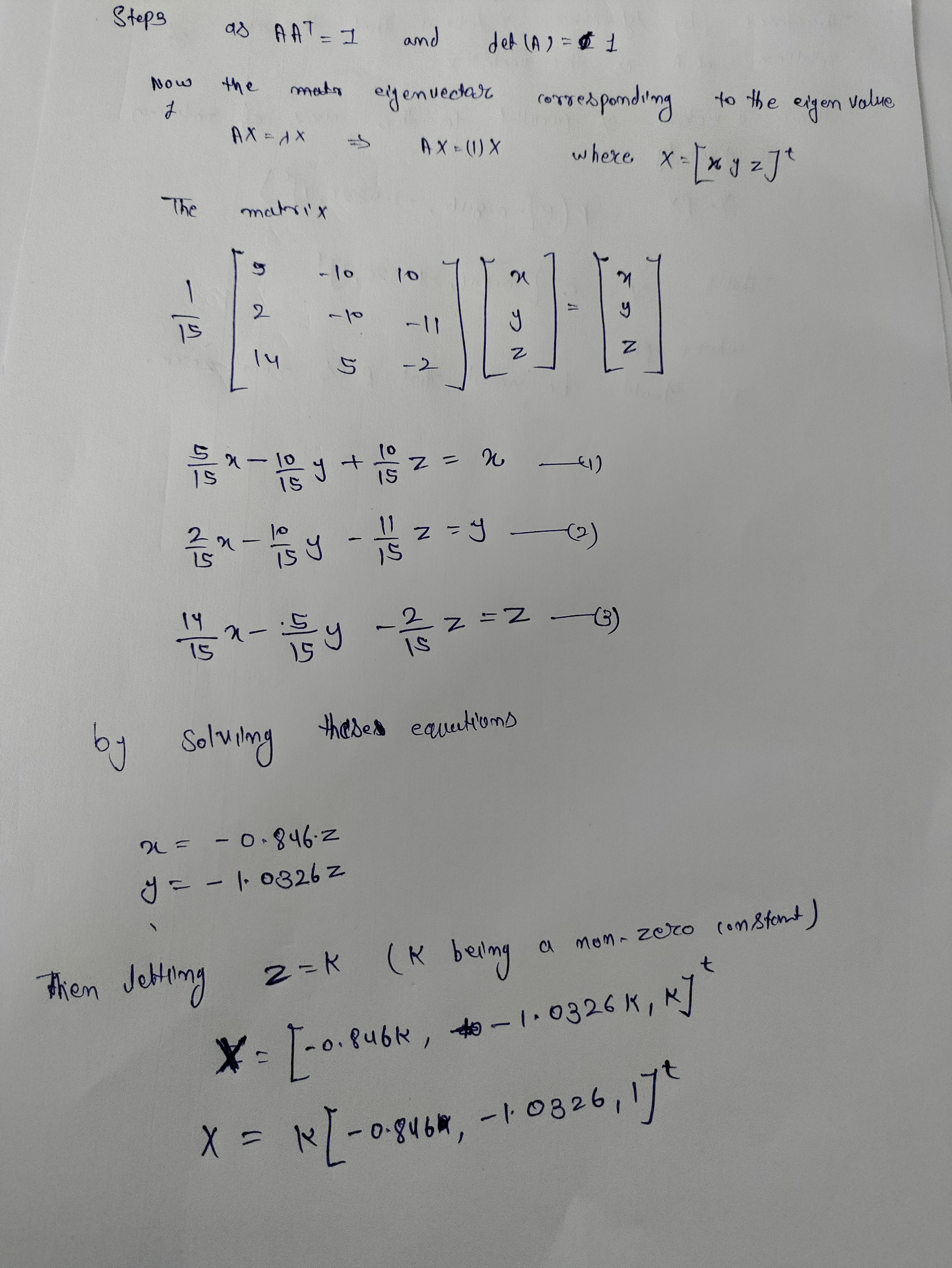 that this matrix corresponds to a rotation of RS: AA = det