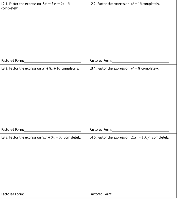  L2 1. Factor the expression 3r - 2x - 9x +