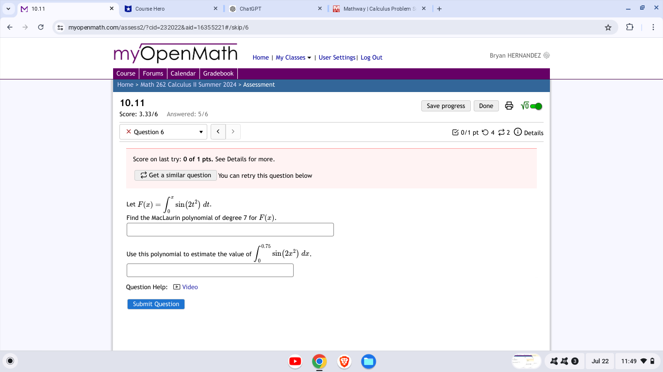 arctan(r) Y e 4 k=[5 o ib) Now, let's evaluate the same