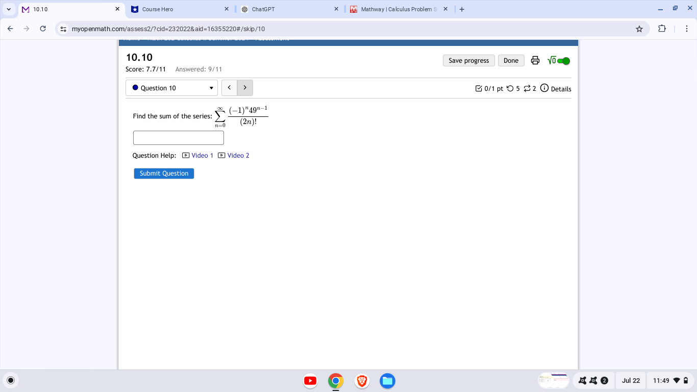 and call the result 5. S should be an infinite series. 'What