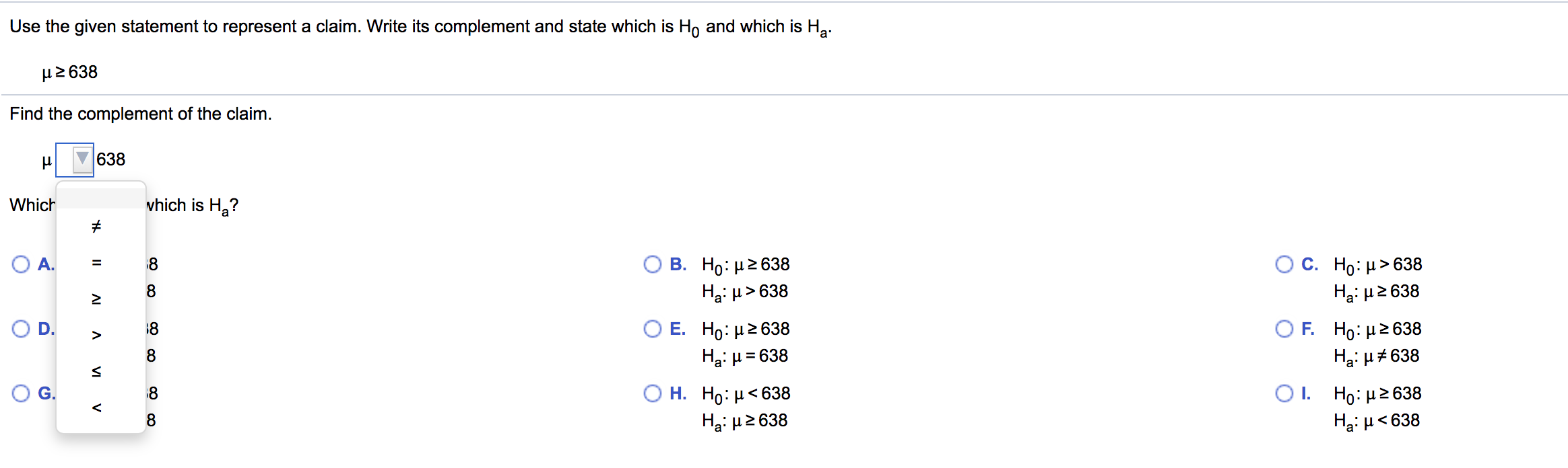 its complement and state which is H0 and which is Ha. p0.67
