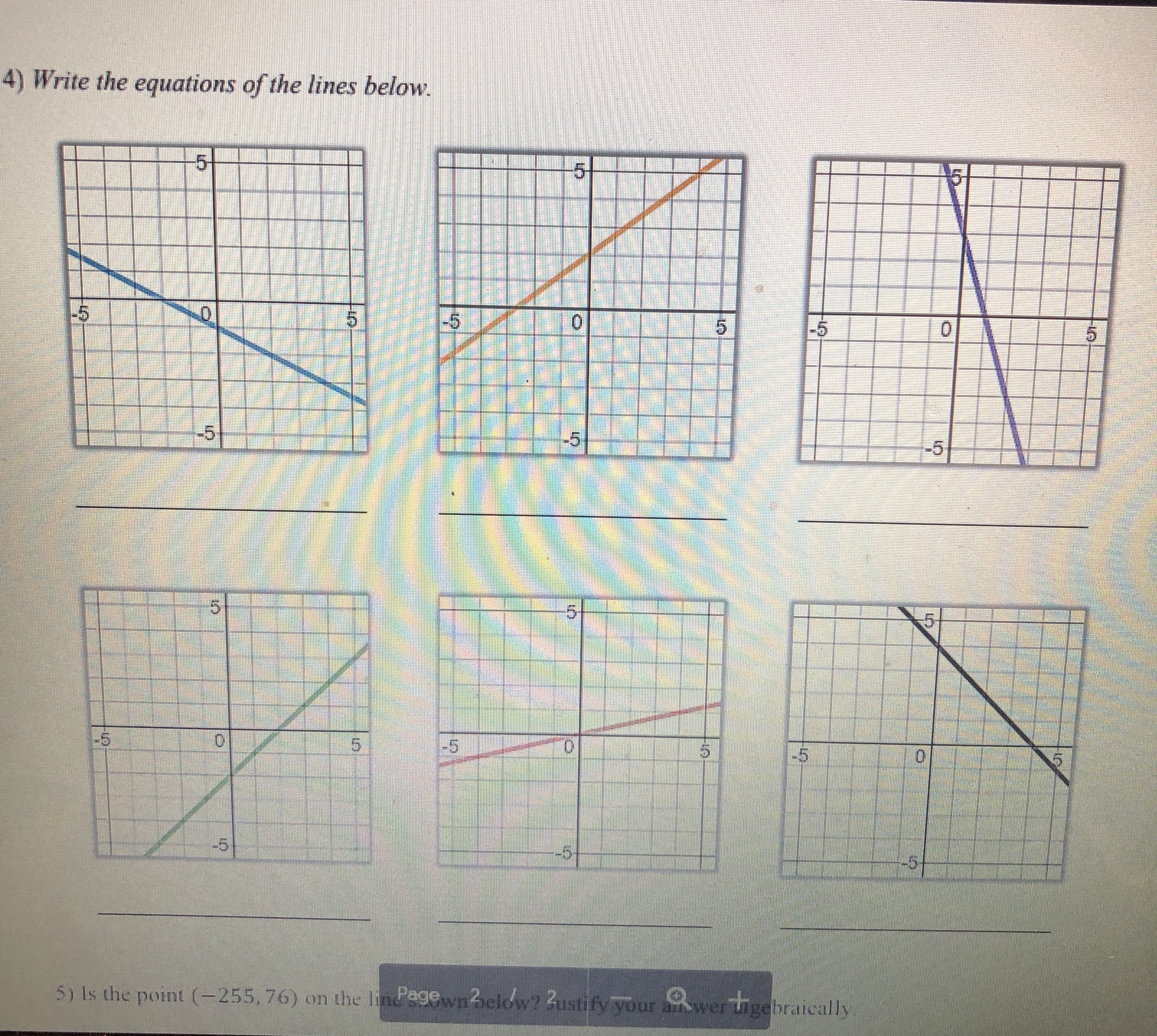 5 -5 y = -=x+4 y = -5x - 3 y =