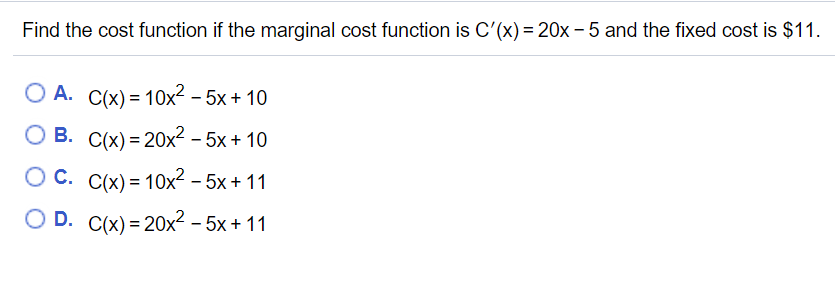 X: - 5 to x= 5; n= 2; use midpoints O A.