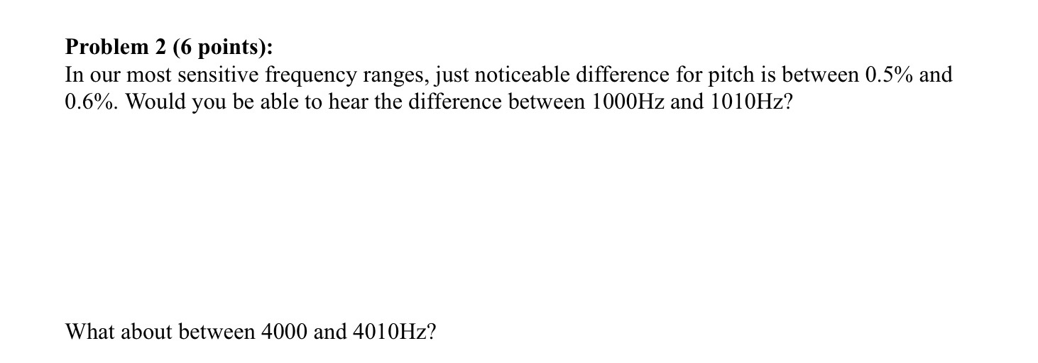  Problem 2 (6 points): In our most sensitive frequency ranges, just