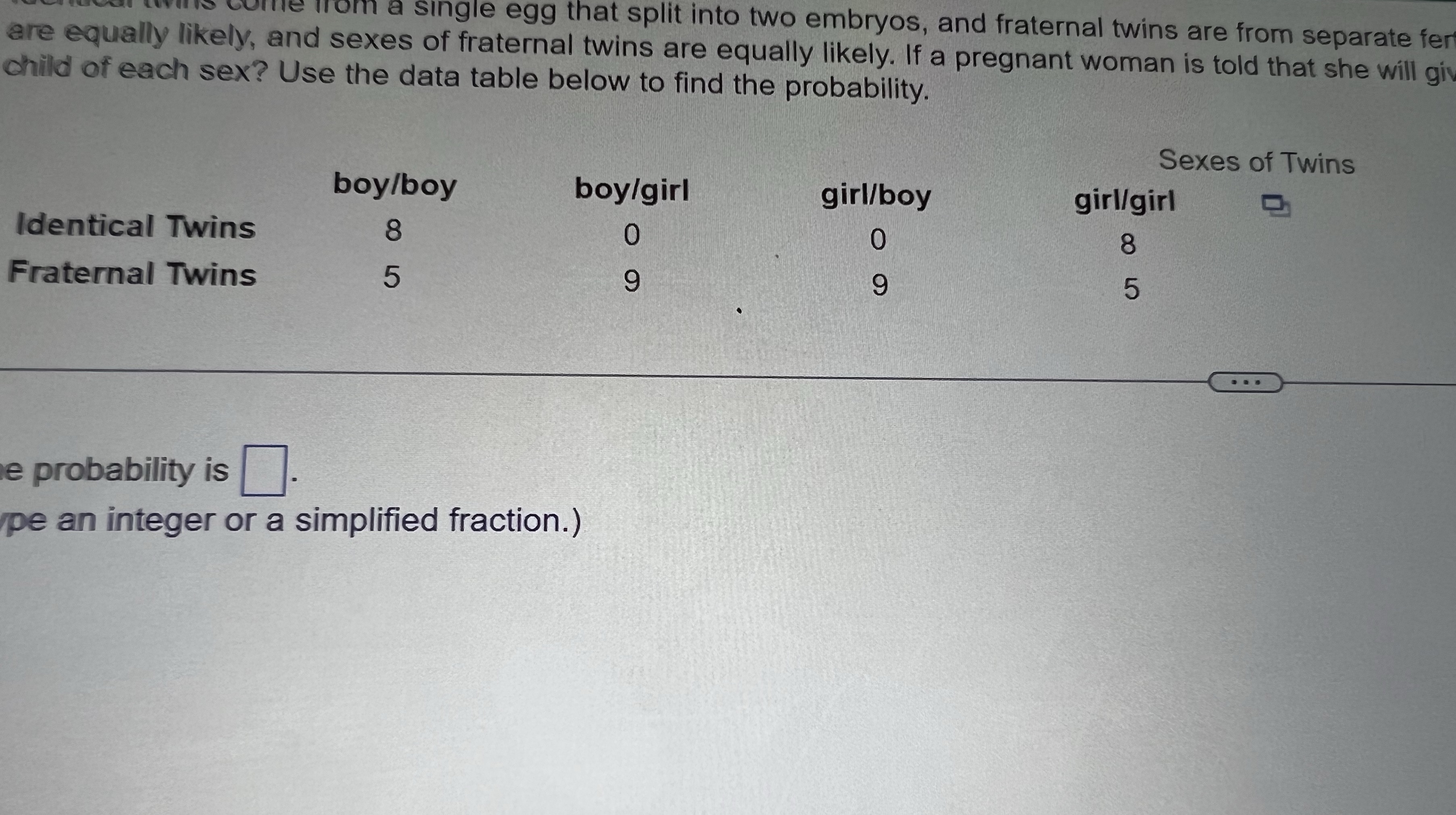 omfle from a single egg that split into two embryos, and