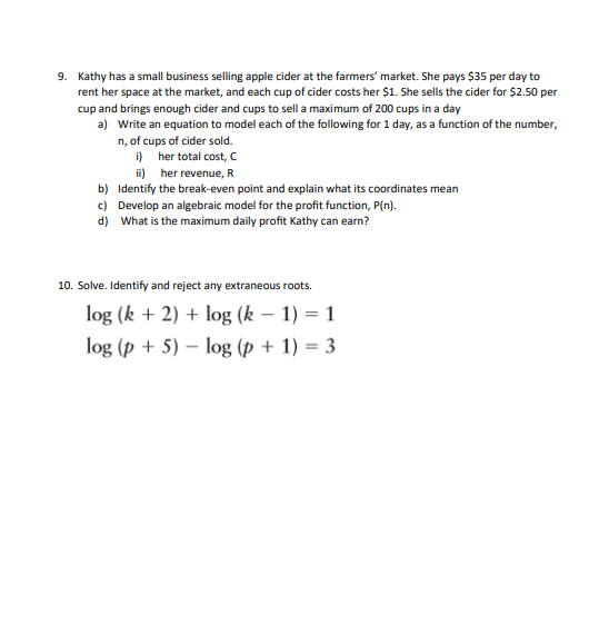 log, 14. 3. Solve logo(x +4) + logo(x -2) = log.(4x) 4.