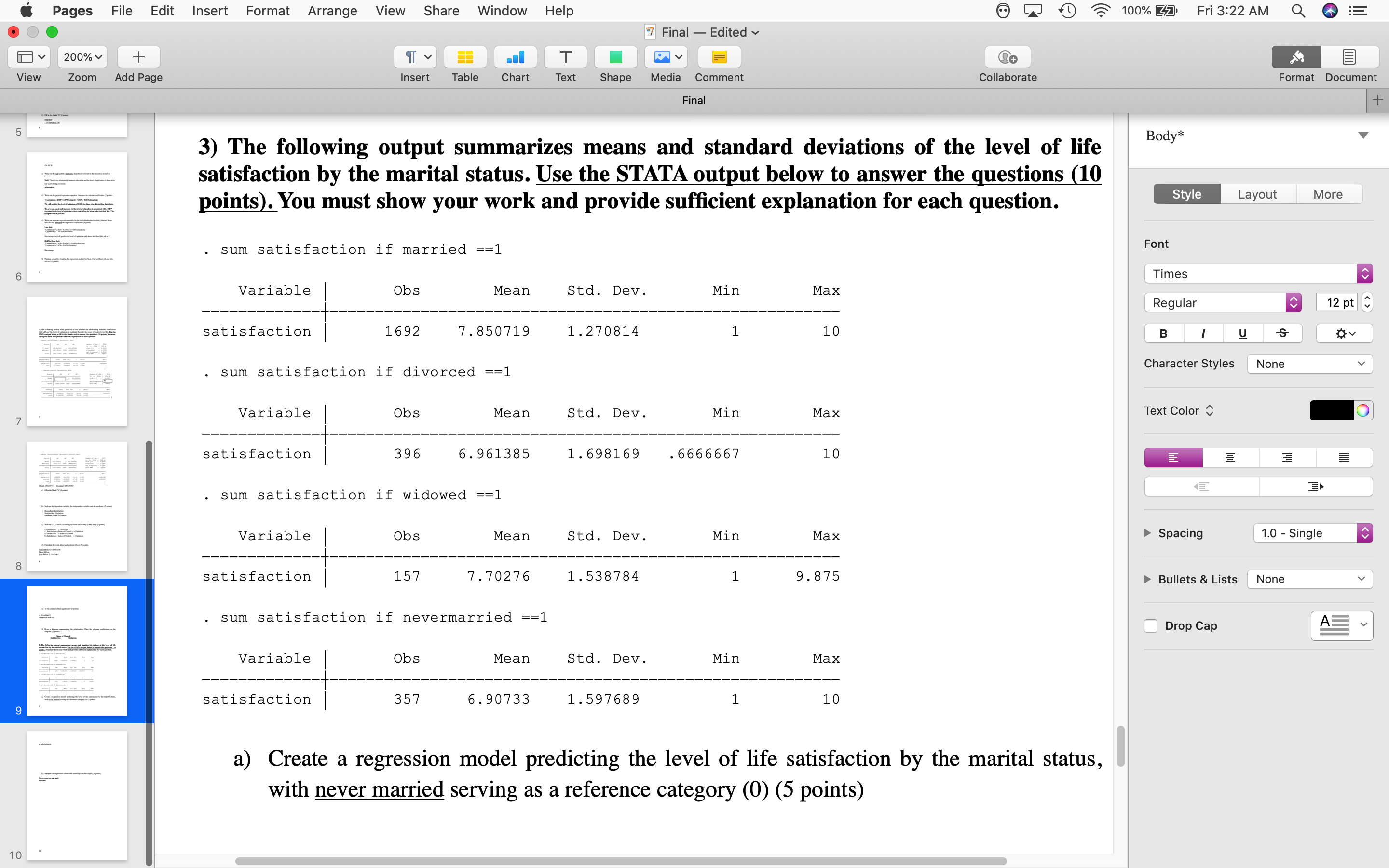How do I make a regression model predicting the level of life