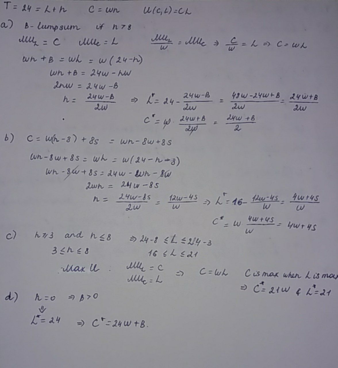 T = 24, not T = 12), L be hours of leisure,