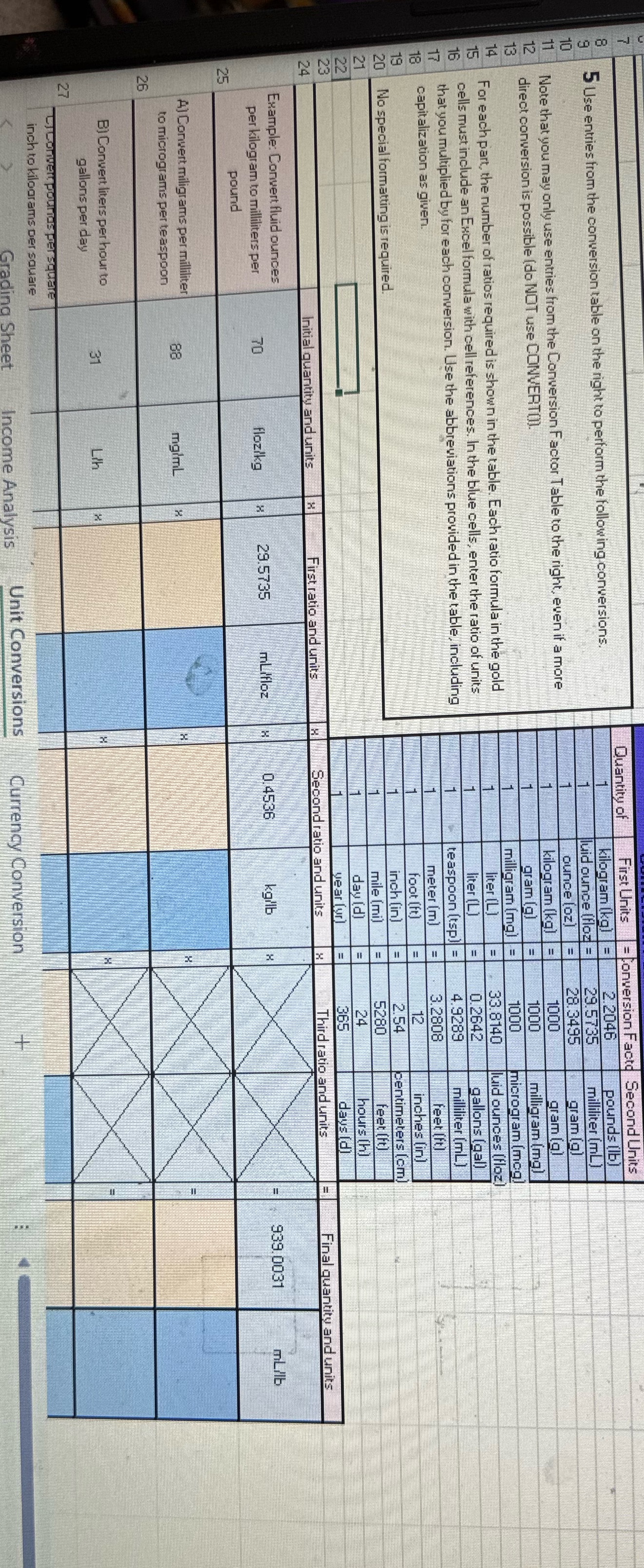 Explain how to do this with excel please Quantity of First Units