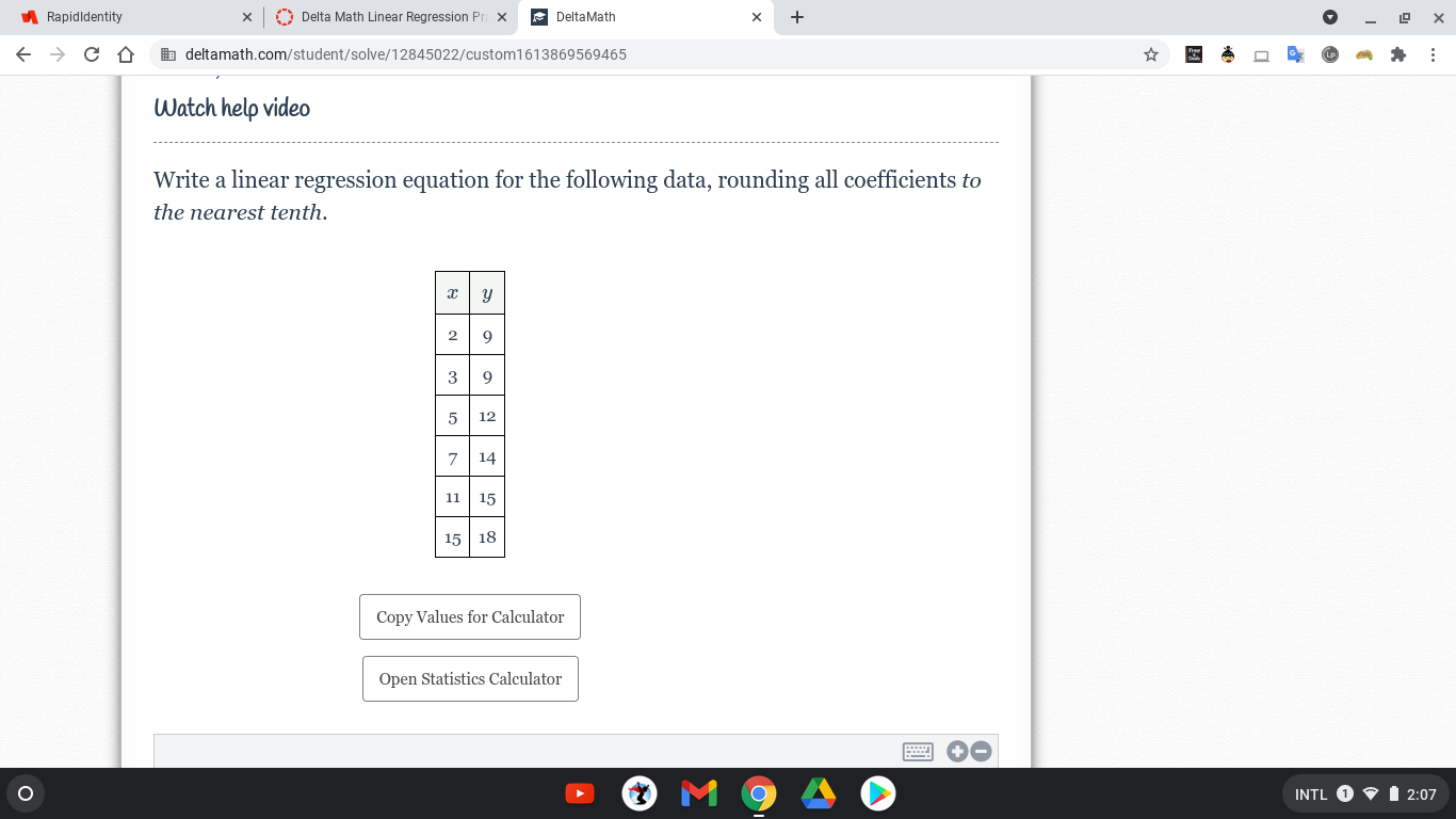  RapidIdentity X Delta Math Linear Regression Pre X Delta Math X