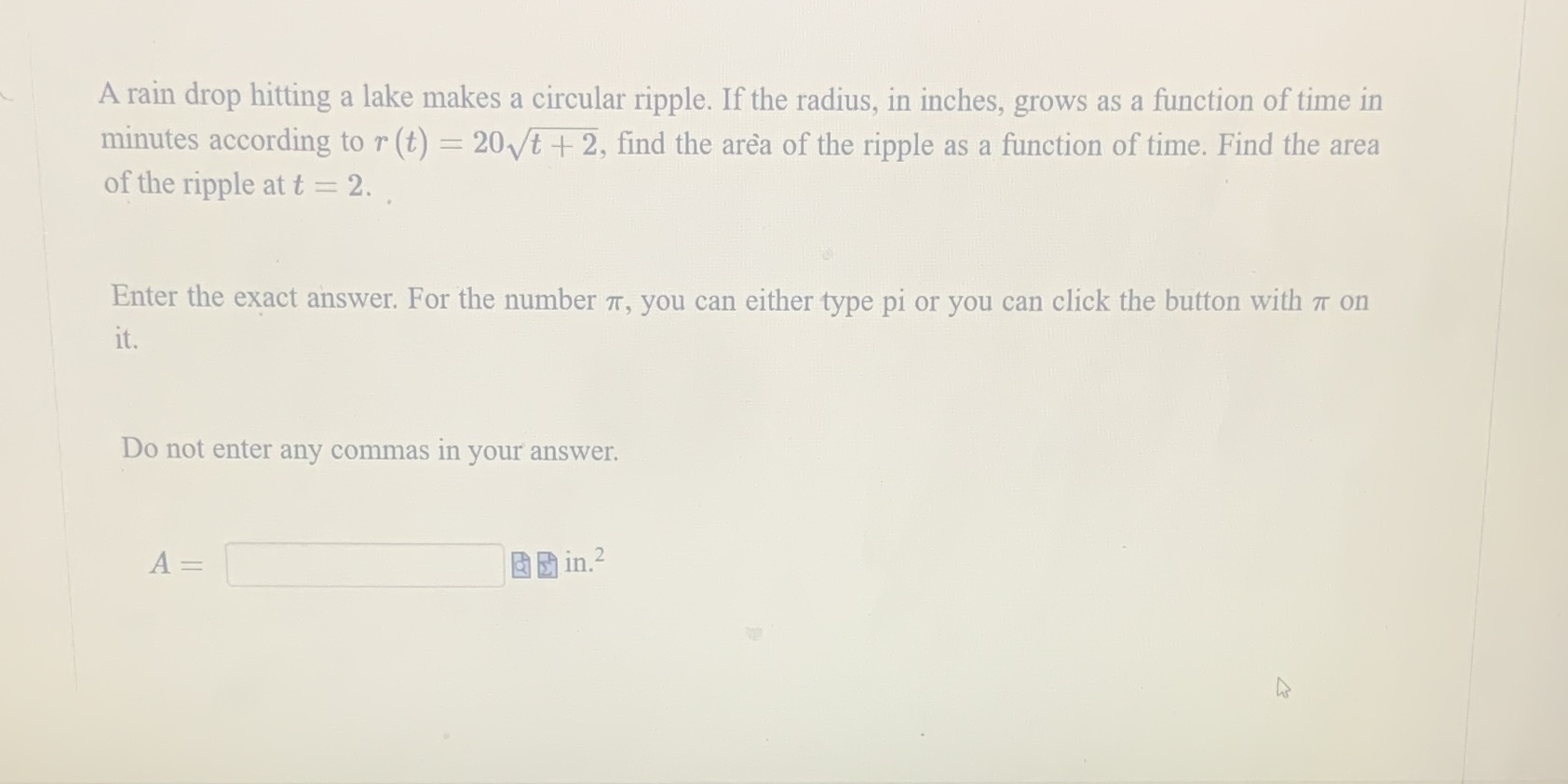 help A rain drop hitting a lake makes a circular ripple. If