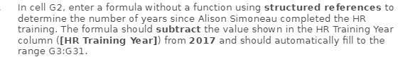 In cell GZ. Enter a formula without a function using structured