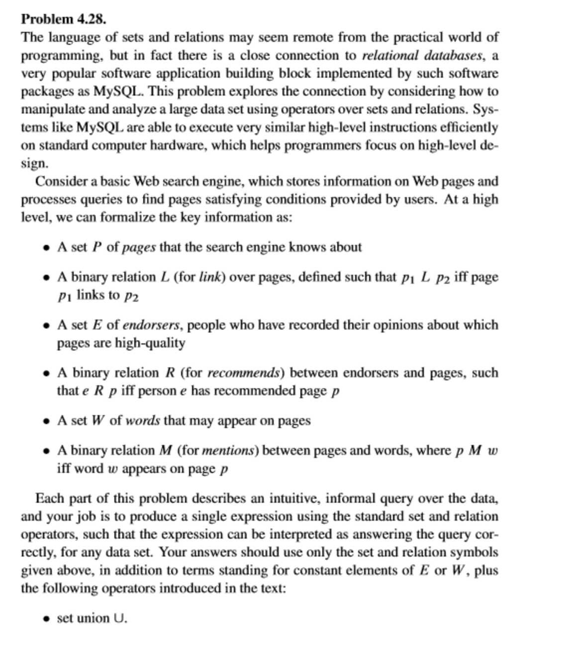 I need help with this discrete math exercise.Its one question. Problem 4.28.