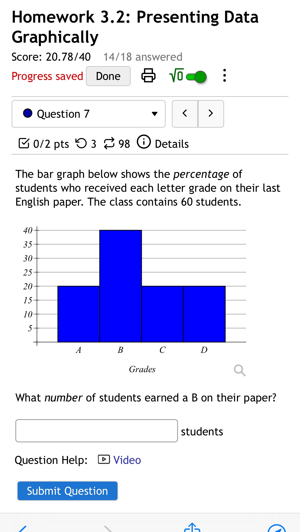  Homework 3.2: Presenting Data Graphically Score: 20.78/40 14/18 answered Progress saved
