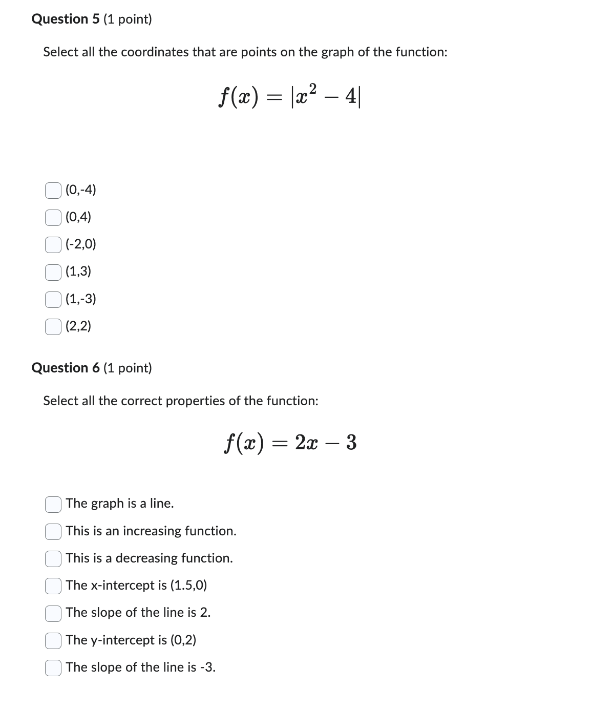 with the correct answer on the right. Quiz Information 1. -3 g(