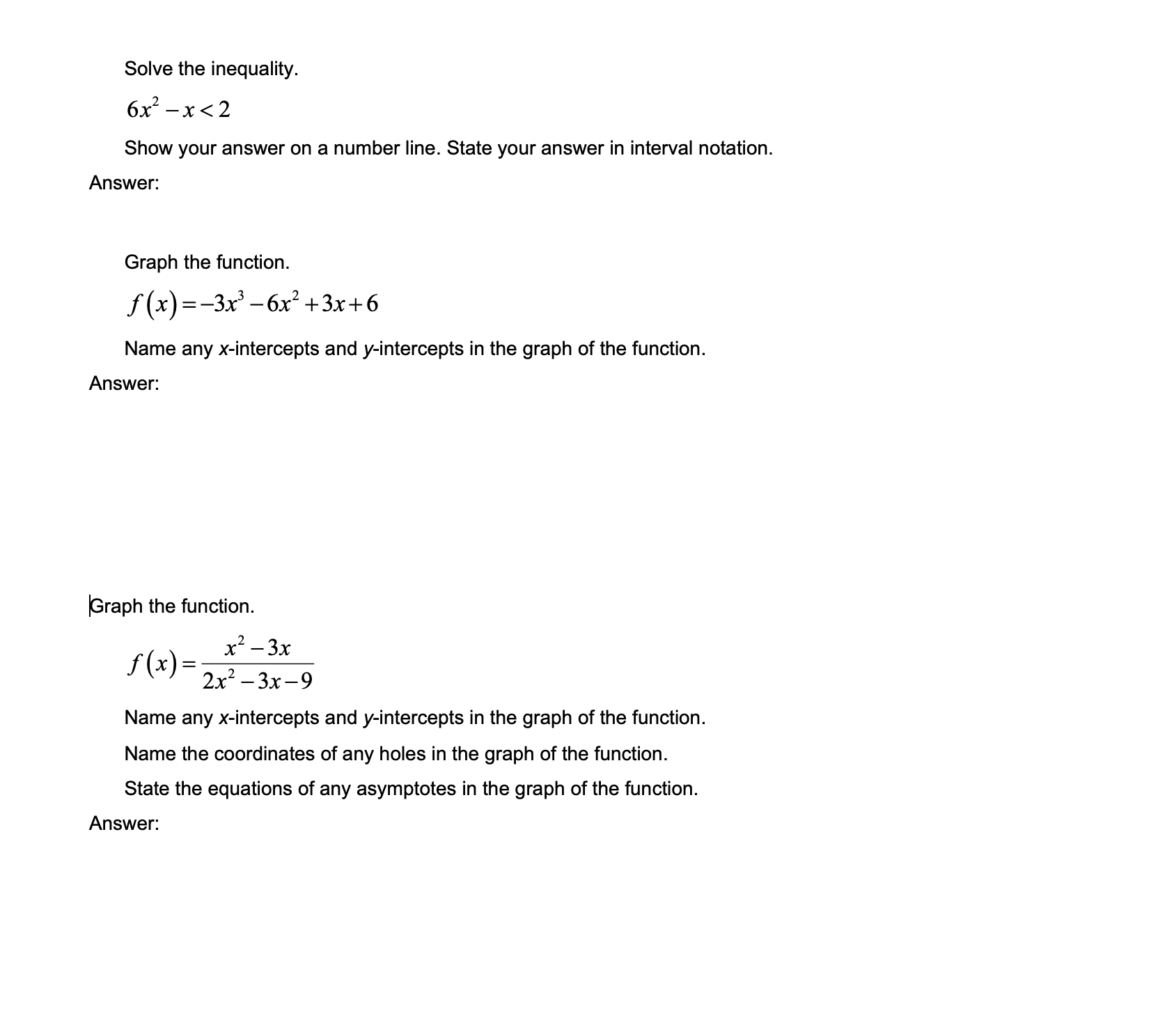 Solve the inequality. 6x" x
