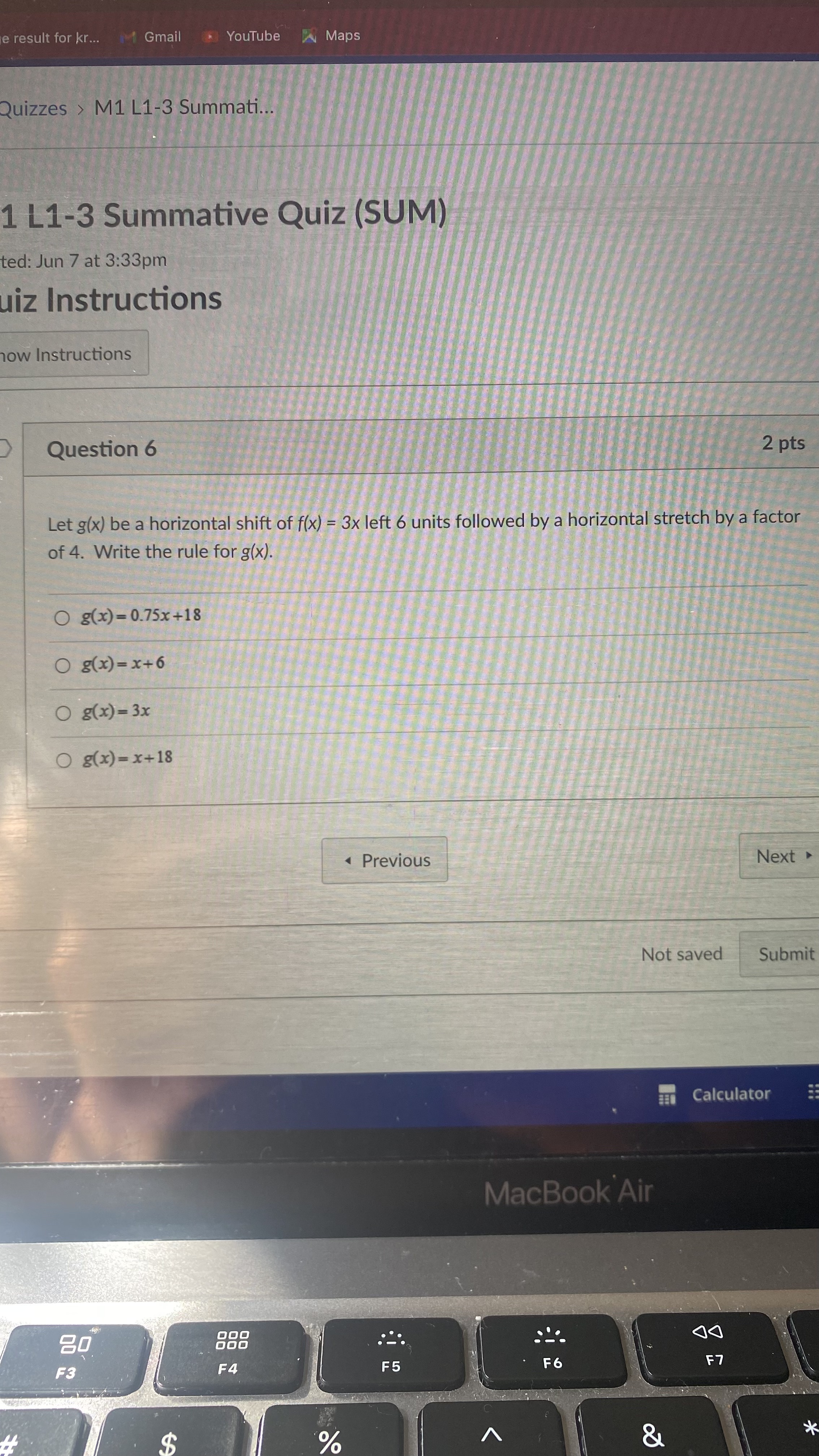 O vertical shift down 10 units Next Not saved Subm Calculator MacBook