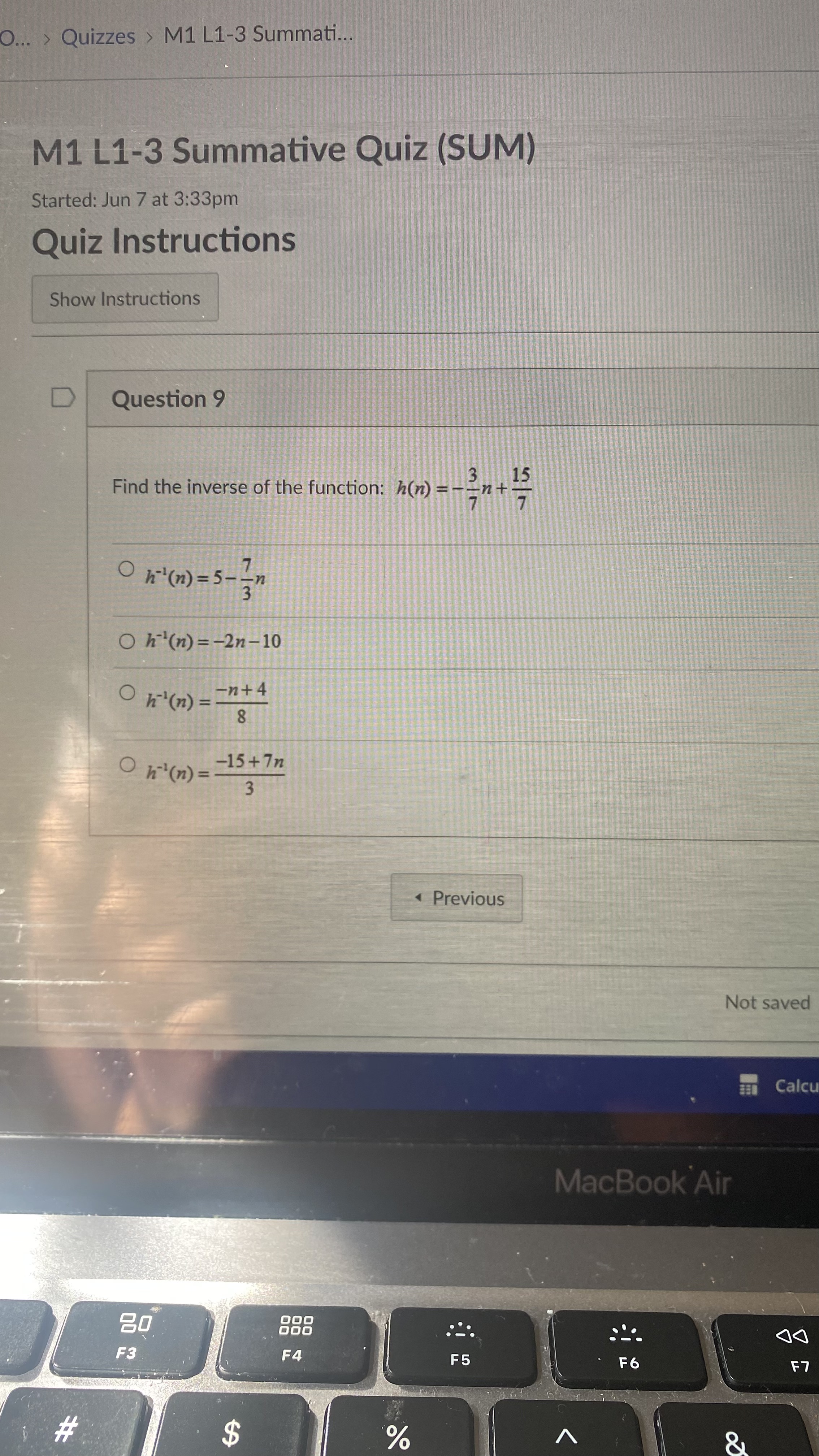 L1-3 Summative Quiz (SUM) Started: Jun 7 at 3:33pm Quiz Instructions Show