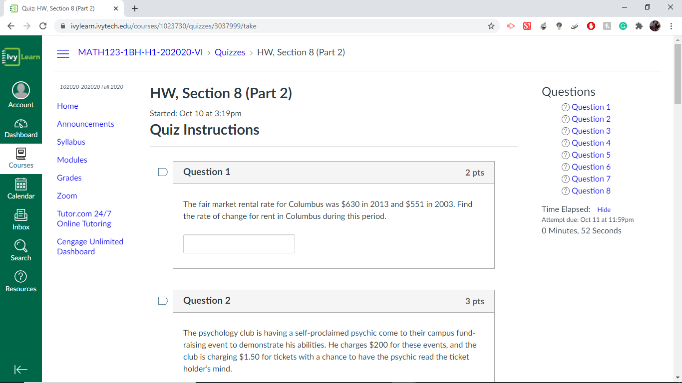 Quiz: HW, Section 8 (Part 2) X + X > C