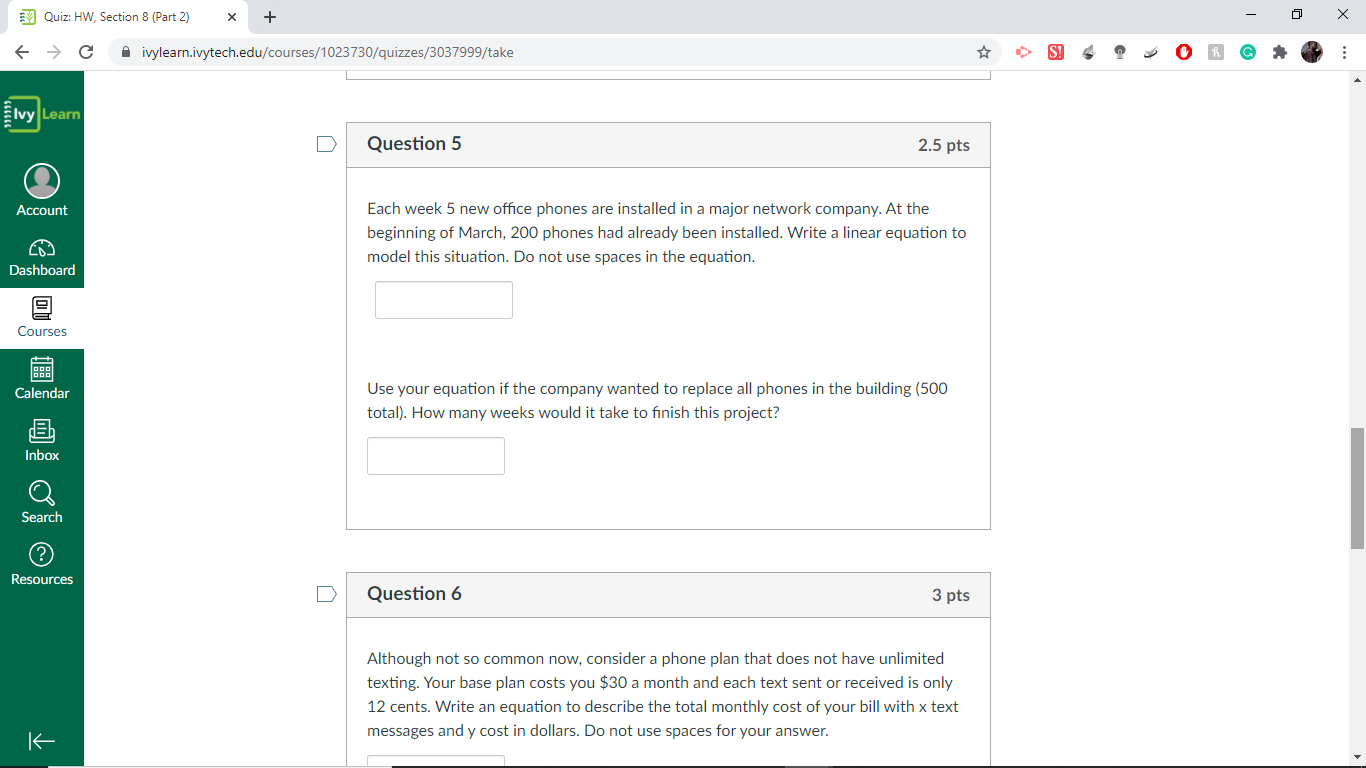 Announcements Question 2 Dashboard Quiz Instructions Question 3 Syllabus Question 4 Courses
