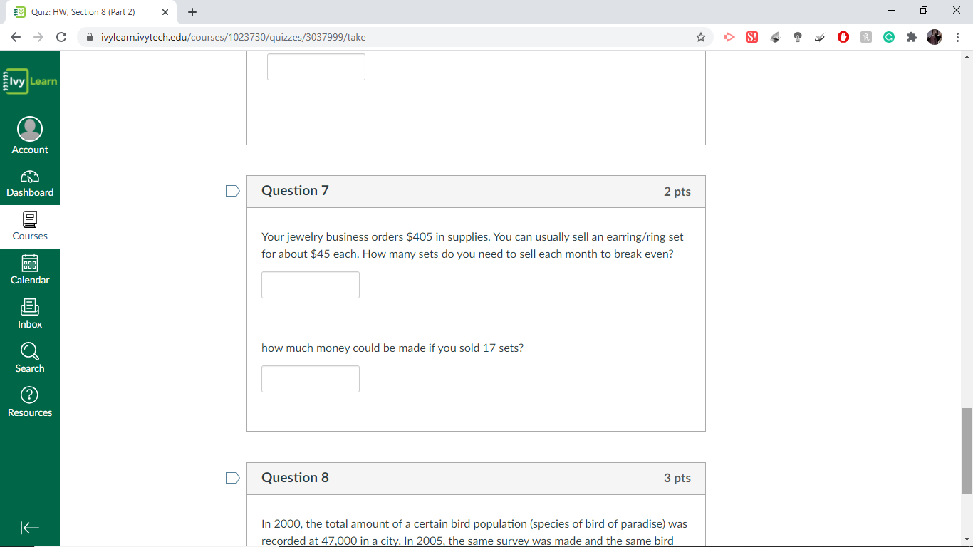 7 Calendar Zoom Question 8 The fair market rental rate for Columbus
