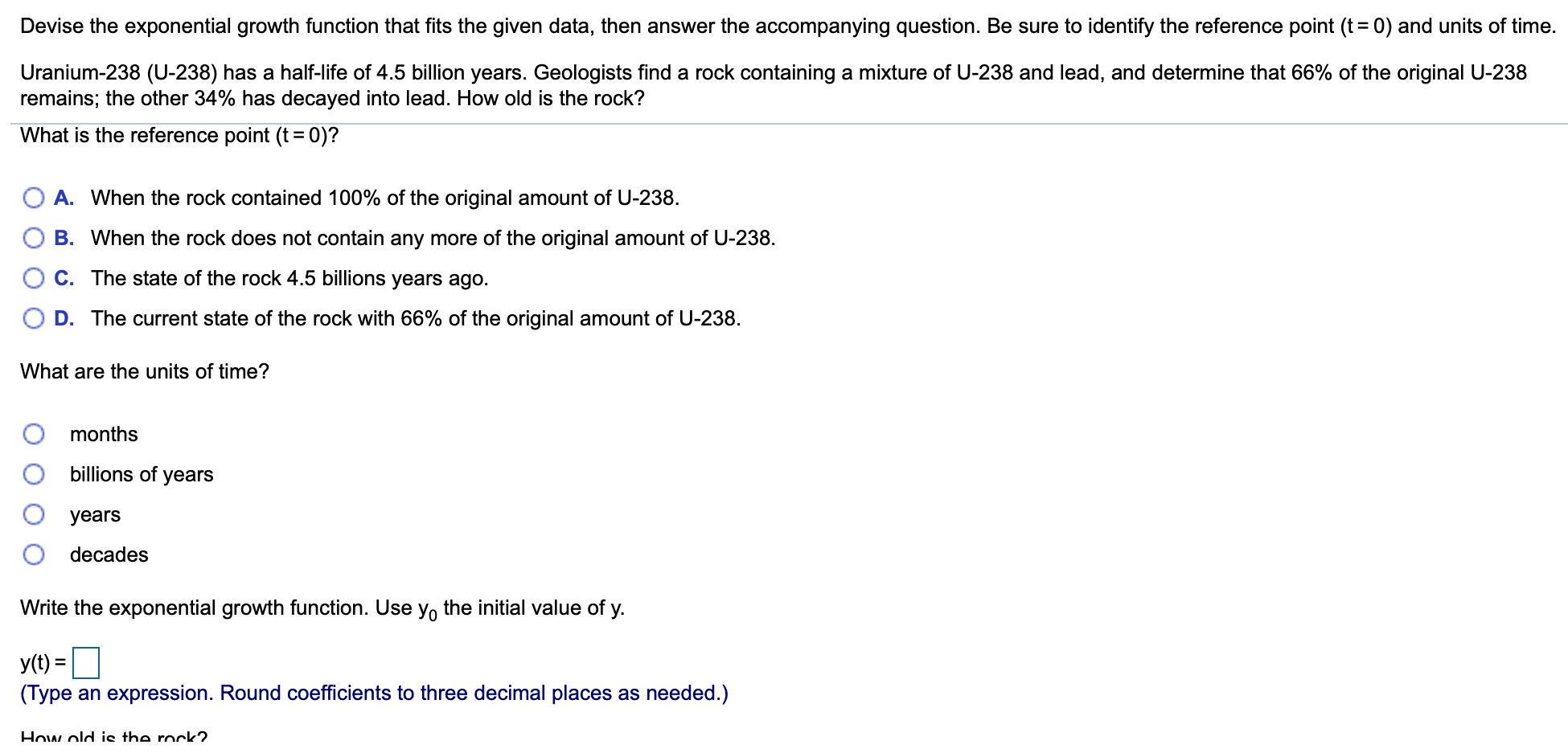 math help please Devise the exponential growth function that fits the given