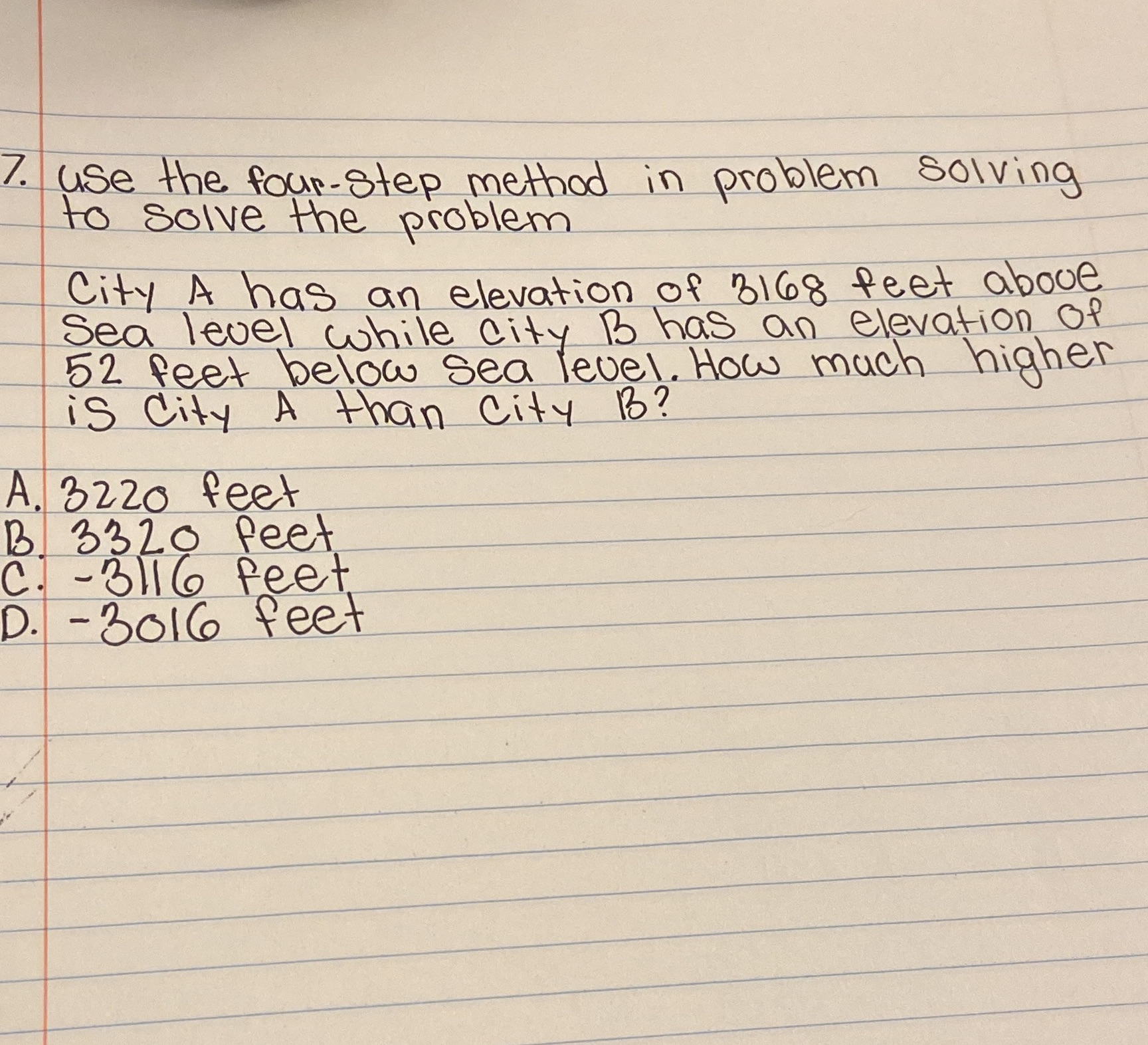  7. use the four-step method in problem solving to solve the