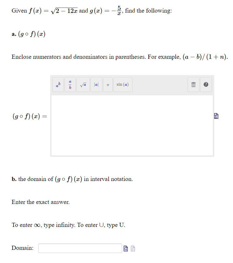  Given f(m) = #2 12a: and 9(m) = %. find the