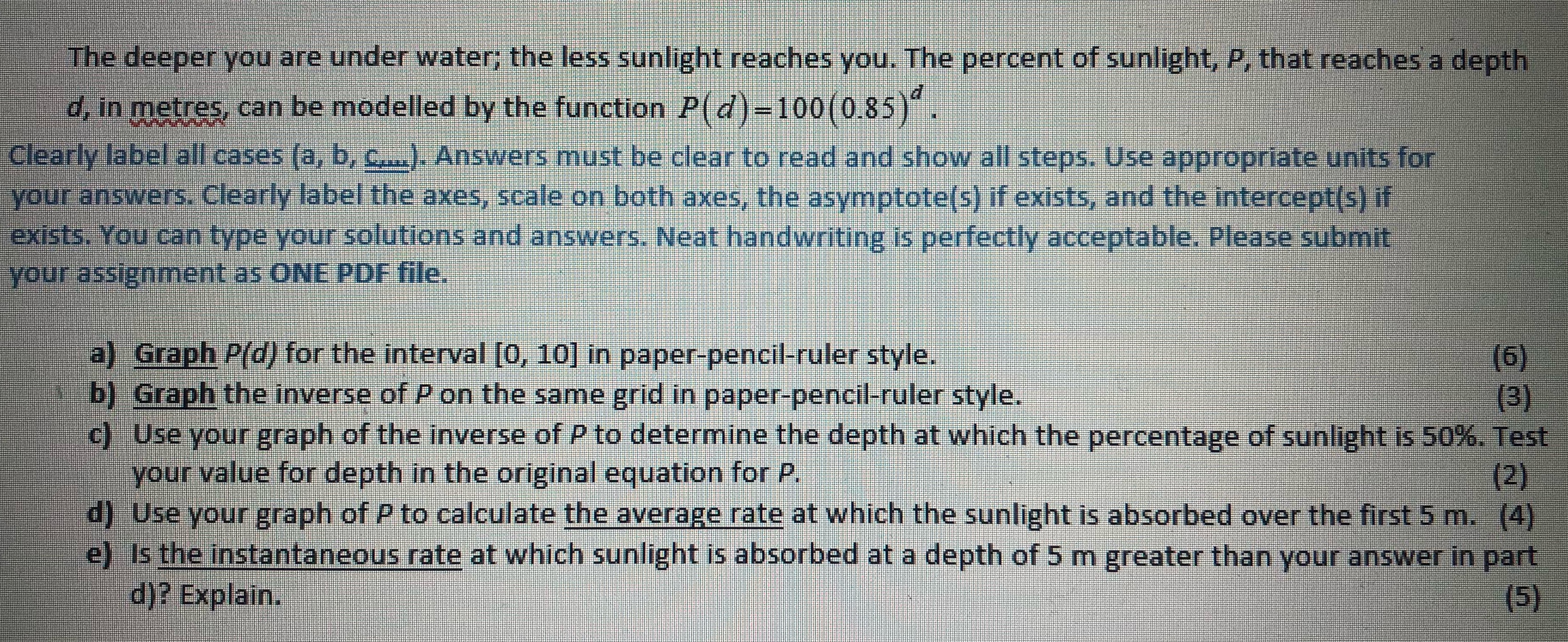 Advanced Function (MHF4UO) Unit 1 exponential and logarithmic function The deeper you