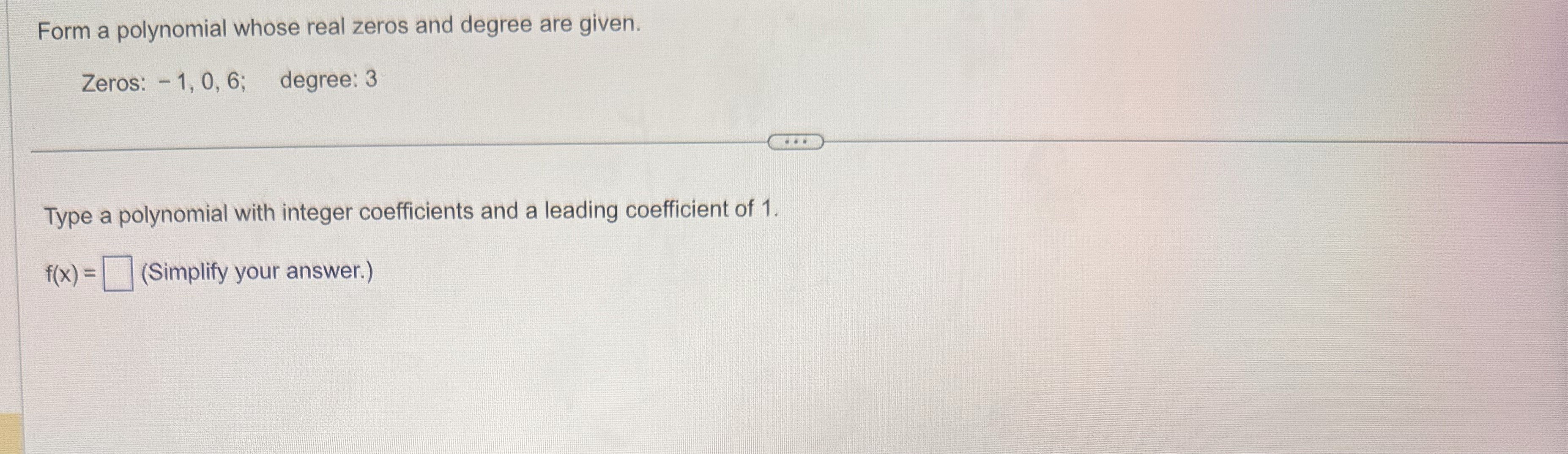 the constant term. g(X) = X 2 - x* + 1 .