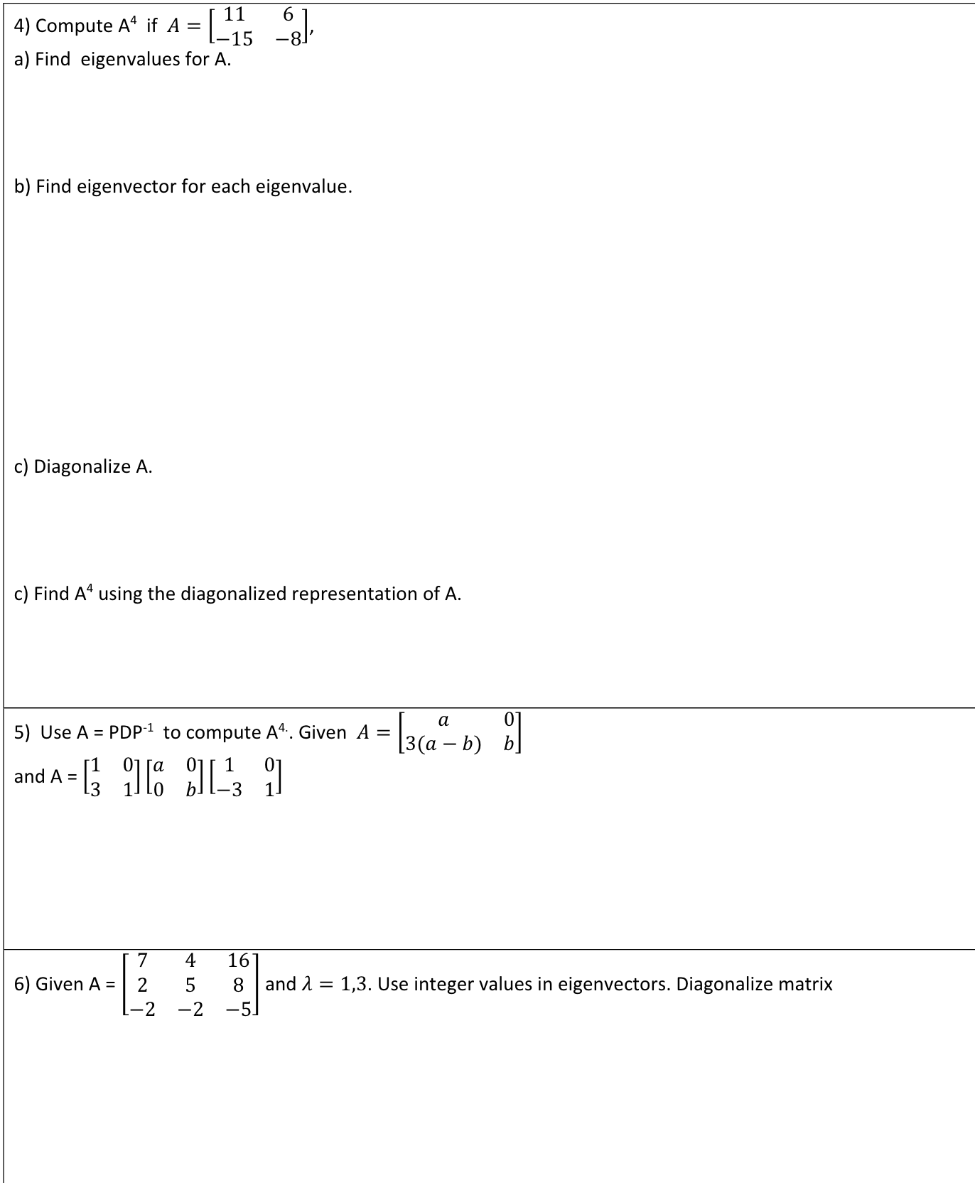 AP= PD. Show all work, no calculators 1) Given A = .
