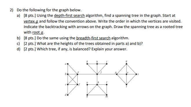  2) Do the following for the graph below. a) [8 pts.]