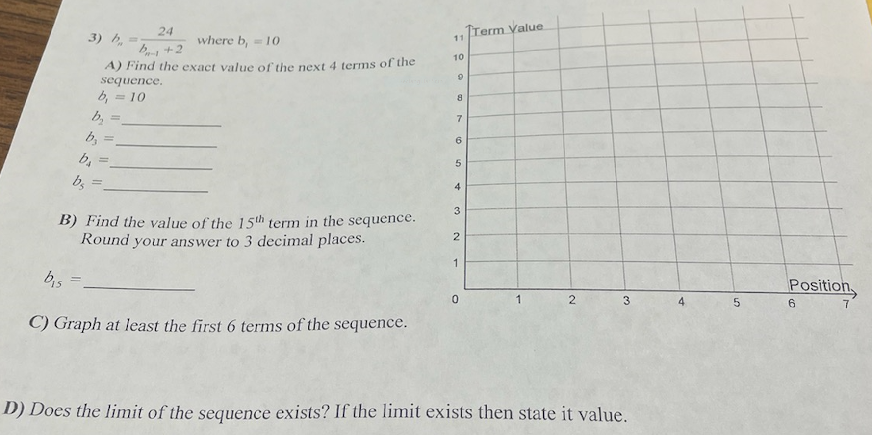  24 Term Value 3) Pon b +2 where b, = 10