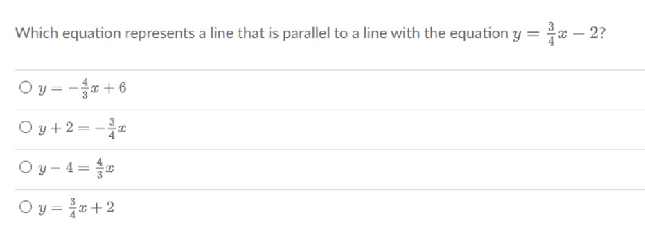  Which equation represents a line that is parallel to a line