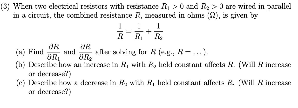 Please solve this problem (3) When two electrical resistors with resistance R1