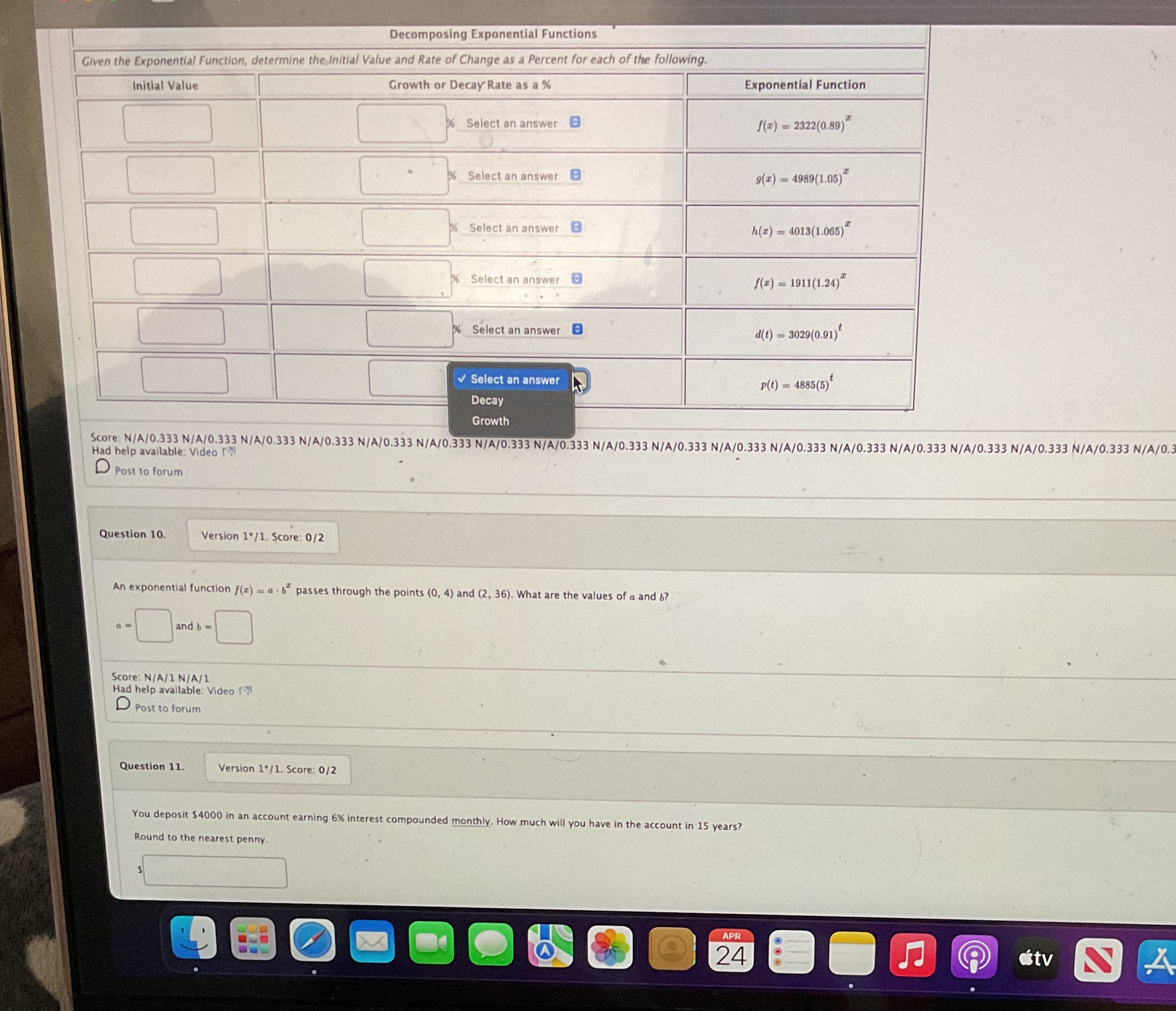I need help solving this 3 problems please Decomposing Exponential Functions Given