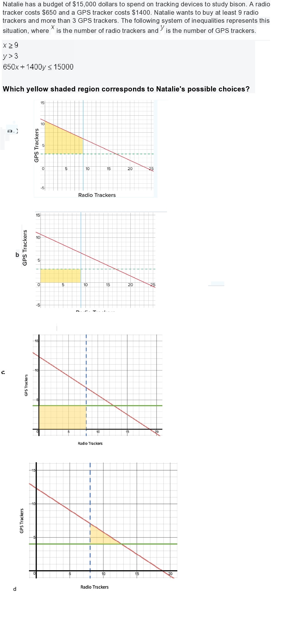 5 y =-5d.)7 y =- 5 5 ? Writing a System of