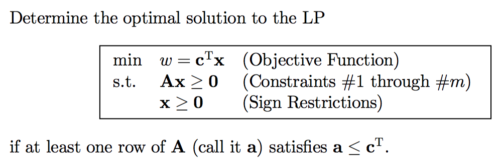 Image is attached Determine the optimal solution to the LP min w